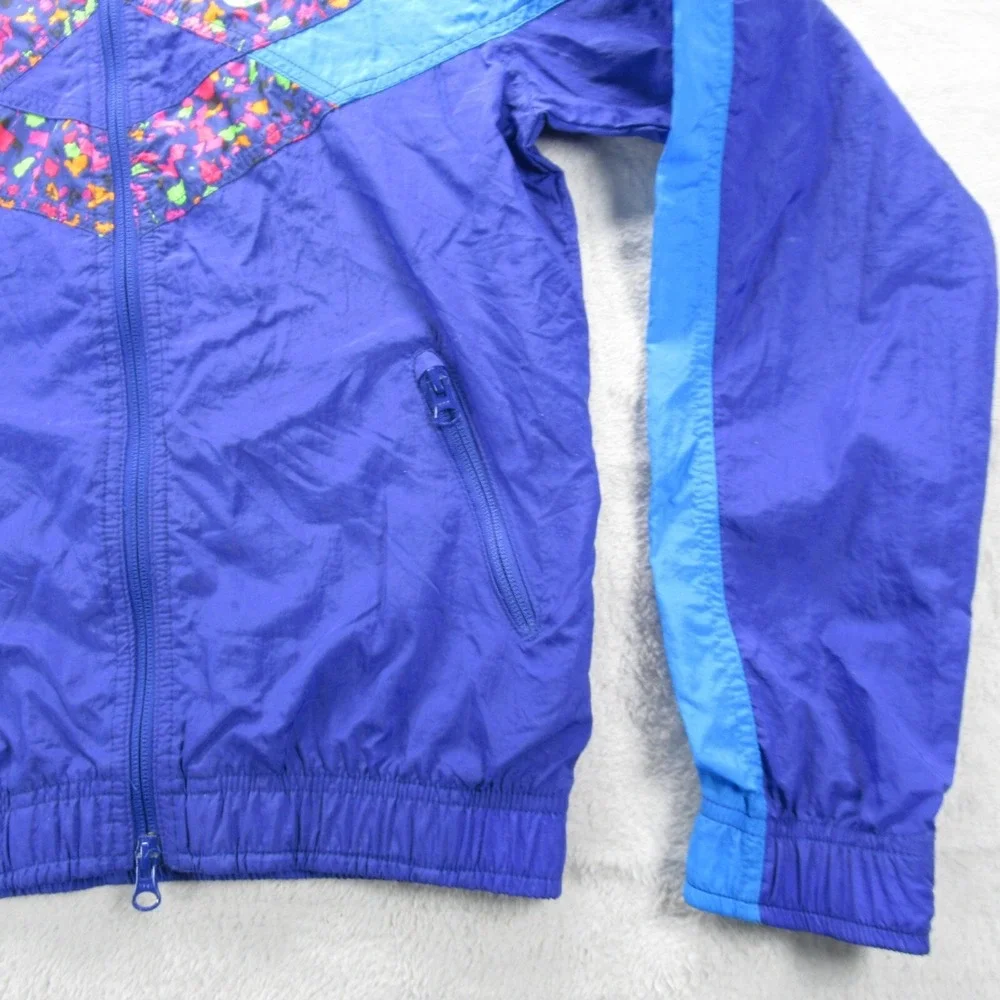 Nike Sportswear Jacket Girls Small 4-6 Purple Colorblock Full Zip Rain Retro